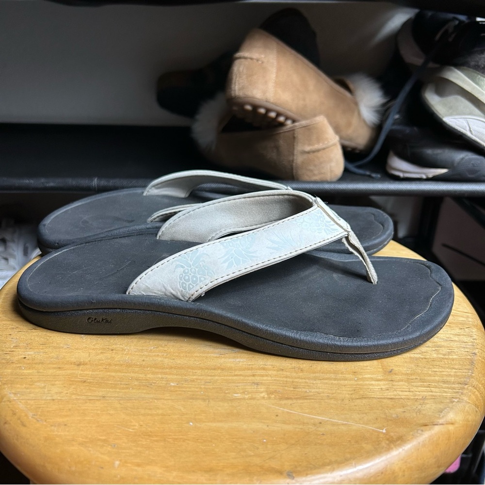 Olukai Ohana White Flip Flop Sandals